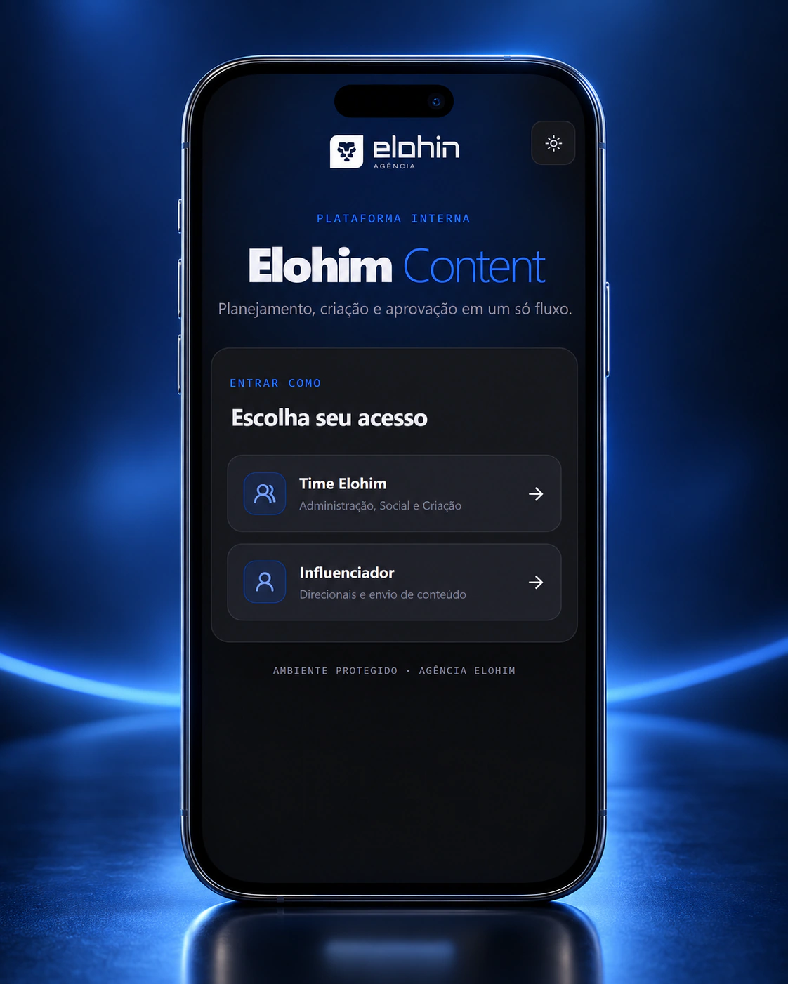 Elohim Content — aplicação e direção visual